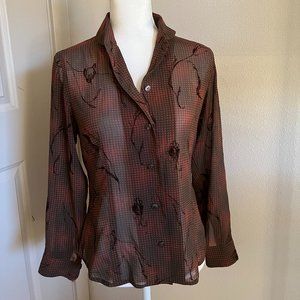 Vintage C'est-La-Clair sheer button up, size XS/S